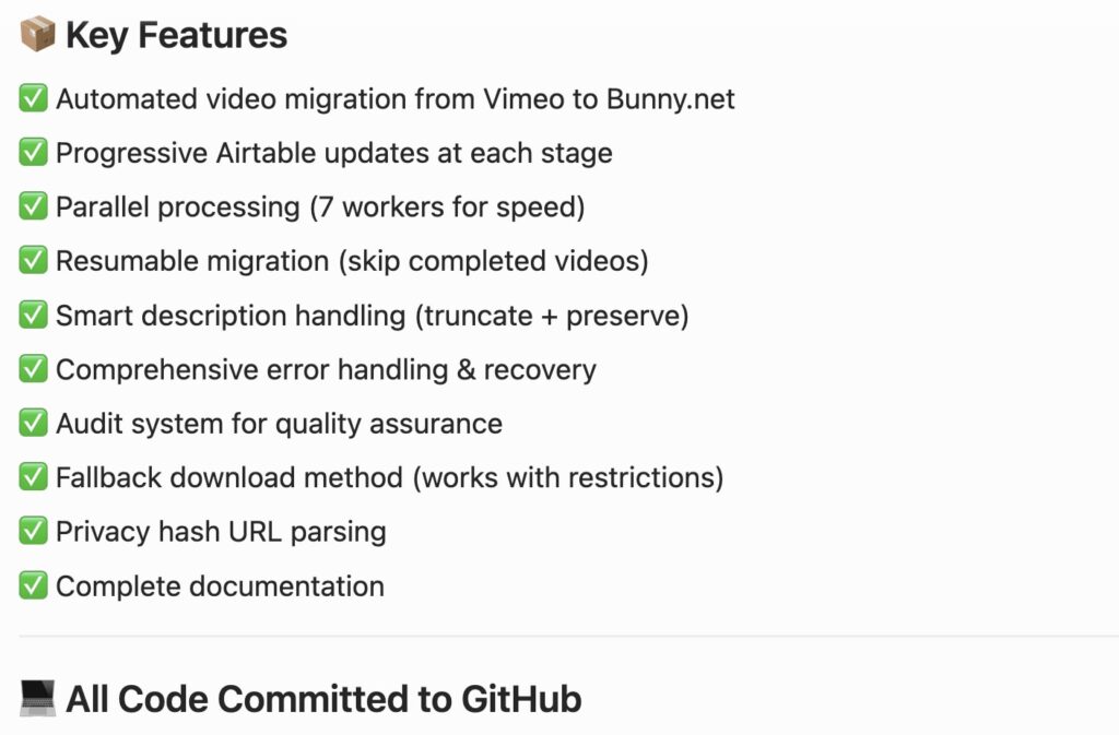Cursor Vimeo Bunny Migration Success