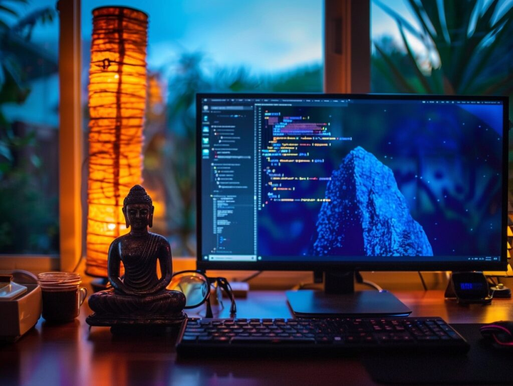 Zen Computing Peaceful - Midjourney Art Kerry Kriger